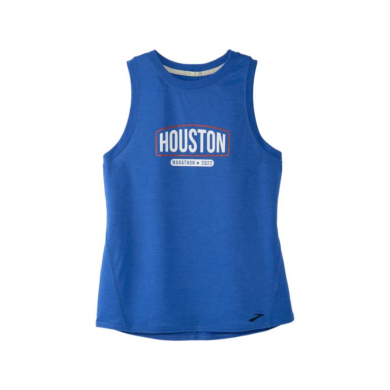 Brooks Houston22 Distance Graphic Womens Running Tank Top - Heather Bluetiful/26.2 Banner - Indonesi